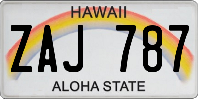 HI license plate ZAJ787