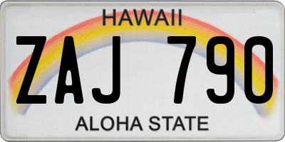 HI license plate ZAJ790