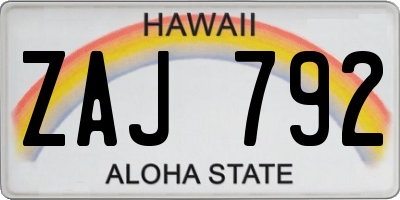HI license plate ZAJ792