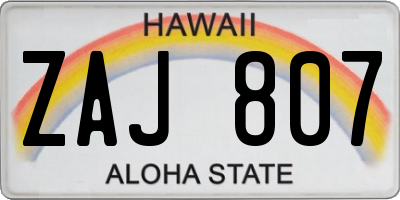 HI license plate ZAJ807