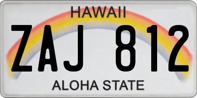 HI license plate ZAJ812