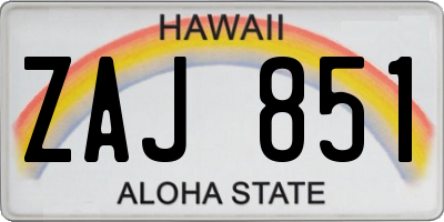 HI license plate ZAJ851