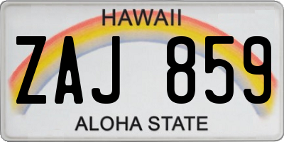 HI license plate ZAJ859