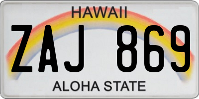 HI license plate ZAJ869