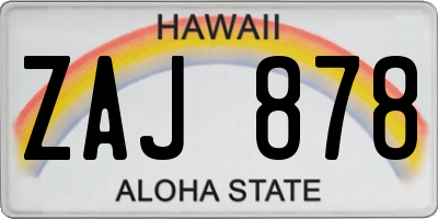 HI license plate ZAJ878