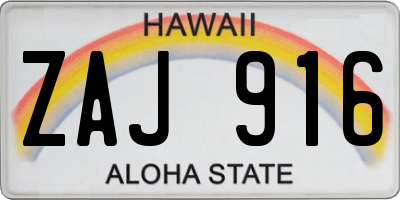 HI license plate ZAJ916