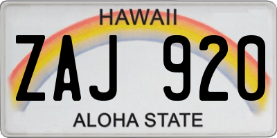 HI license plate ZAJ920