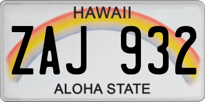 HI license plate ZAJ932