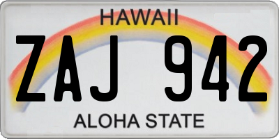 HI license plate ZAJ942
