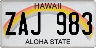 HI license plate ZAJ983