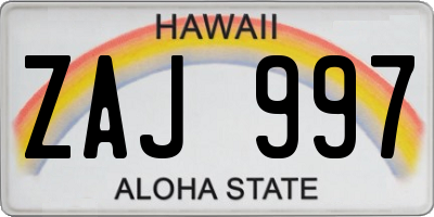 HI license plate ZAJ997