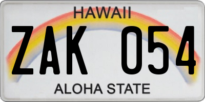 HI license plate ZAK054