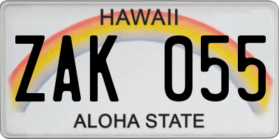 HI license plate ZAK055