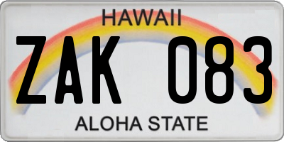 HI license plate ZAK083