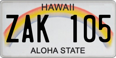HI license plate ZAK105