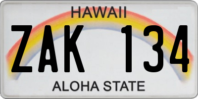 HI license plate ZAK134
