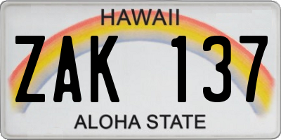 HI license plate ZAK137