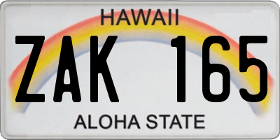HI license plate ZAK165