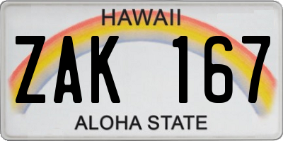 HI license plate ZAK167