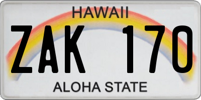 HI license plate ZAK170