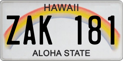 HI license plate ZAK181