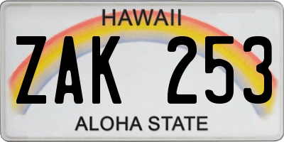 HI license plate ZAK253