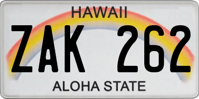 HI license plate ZAK262