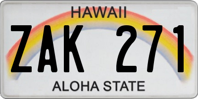HI license plate ZAK271