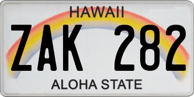 HI license plate ZAK282