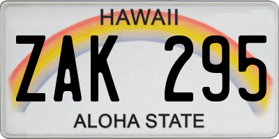 HI license plate ZAK295