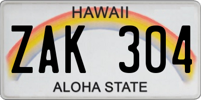 HI license plate ZAK304