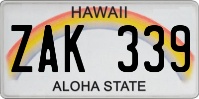 HI license plate ZAK339