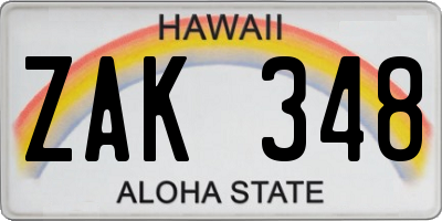 HI license plate ZAK348