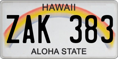 HI license plate ZAK383