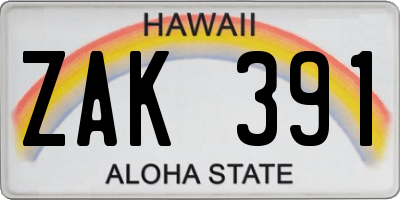 HI license plate ZAK391