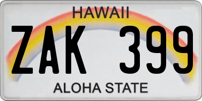 HI license plate ZAK399