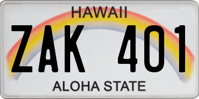HI license plate ZAK401