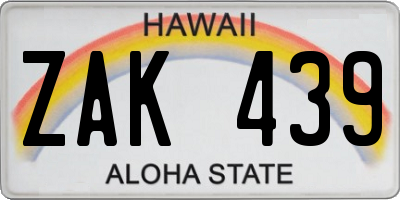 HI license plate ZAK439