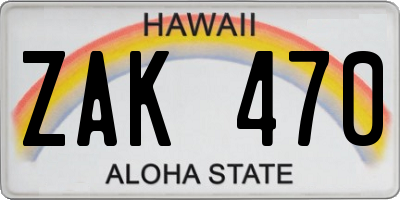 HI license plate ZAK470