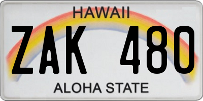 HI license plate ZAK480