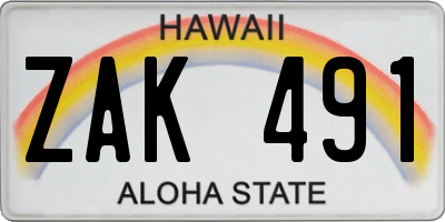 HI license plate ZAK491