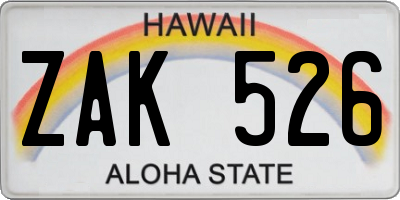HI license plate ZAK526