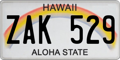 HI license plate ZAK529