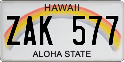 HI license plate ZAK577