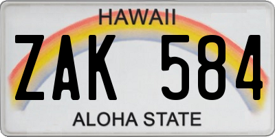 HI license plate ZAK584