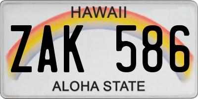 HI license plate ZAK586