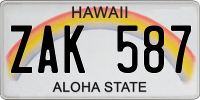 HI license plate ZAK587
