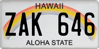 HI license plate ZAK646