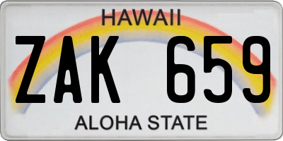 HI license plate ZAK659