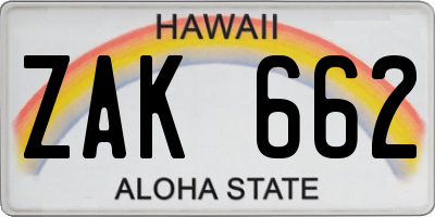 HI license plate ZAK662